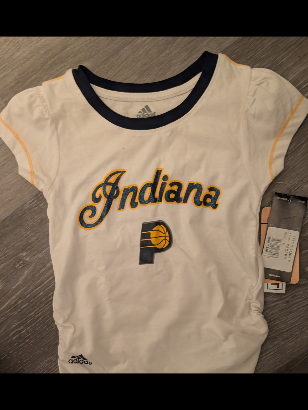 adidas White, Navy & Yellow Indiana Short Sleeve Tee